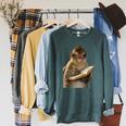Monkey Reading Book Writing Journal Book Lover Writer Raglan Sleeve Sweatshirt Heather Blue Lagoon