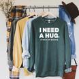 I Need a Hug Huge Stack Of Books Reading Book Lover Raglan Sleeve Sweatshirt Heather Blue Lagoon I Need a Hug Huge Stack Of Books Reading Book Lover Raglan Sleeve Sweatshirt Heather Blue Lagoon