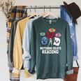 Nothing Beats Reading Rock Paper Scissors Book Lover Raglan Sleeve Sweatshirt Heather Blue Lagoon