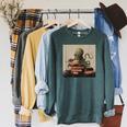 Octopus Reads a Book Book Lovers Raglan Sleeve Sweatshirt Heather Blue Lagoon