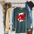 POW Comic Art Book Superhero Bubble Cartoon T-Shirt Raglan Sleeve Sweatshirt Heather Blue Lagoon