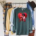 Pretty Girl With Book And Hearts For Valentine's Day Raglan Sleeve Sweatshirt Heather Blue Lagoon