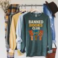 Read Banned Books Club Freely Anti-Censorship Librarian Raglan Sleeve Sweatshirt Heather Blue Lagoon