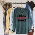I Read Banned Books Banned Books Week Reading Men Raglan Sleeve Sweatshirt Heather Blue Lagoon