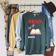 Read Blue Patriotic Book Lover Girls Independence Raglan Sleeve Sweatshirt Heather Blue Lagoon