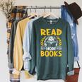 Read More Books Book Lovers Reading Raglan Sleeve Sweatshirt Heather Blue Lagoon