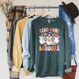 Read More Books Ghosts Reading Book Teacher Halloween Raglan Sleeve Sweatshirt Heather Blue Lagoon