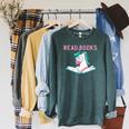 Read Books Reading Book Raglan Sleeve Sweatshirt Heather Blue Lagoon