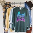 Read More Books Reading Bookworm Book Reader Teacher Men Women Kids Raglan Sleeve Sweatshirt Heather Blue Lagoon