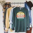 Read More Books Retro Vintage Book Lover Raglan Sleeve Sweatshirt Heather Blue Lagoon Read More Books Retro Vintage Book Lover Raglan Sleeve Sweatshirt Heather Blue Lagoon