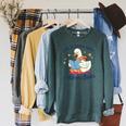 I Still Read Children’s Books Cute Duck Reading Book Lover Raglan Sleeve Sweatshirt Heather Blue Lagoon