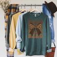 Read Coquette Bow Retro Western Groovy Leopard Reading Raglan Sleeve Sweatshirt Heather Blue Lagoon