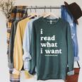 I Read What I Want Banned Books Club For Bibliophile Reading Raglan Sleeve Sweatshirt Heather Blue Lagoon