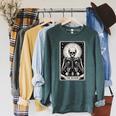 The Reader Tarot Card Books Skeleton Reading Book Raglan Sleeve Sweatshirt Heather Blue Lagoon The Reader Tarot Card Books Skeleton Reading Book Raglan Sleeve Sweatshirt Heather Blue Lagoon