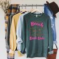 Reading Book Lover Bookish Proud Member Beach Book Club Raglan Sleeve Sweatshirt Heather Blue Lagoon