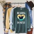 Reading Books In Bathtub Bathing Sexy Bookworm Reading Rats Raglan Sleeve Sweatshirt Heather Blue Lagoon