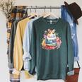 Reading Books Booklover Hamster And Watercolor Books Raglan Sleeve Sweatshirt Heather Blue Lagoon