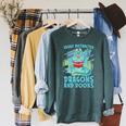 Reading Books Easily Distracted By Dragons And Books Raglan Sleeve Sweatshirt Heather Blue Lagoon