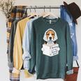Reading Is My Favorite Sport Beagle Book Lover Raglan Sleeve Sweatshirt Heather Blue Lagoon