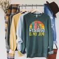 Reading Is My Jam Bookworm Book Reading Raglan Sleeve Sweatshirt Heather Blue Lagoon