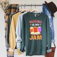 Reading Is My Jam I Love To Read Books Raglan Sleeve Sweatshirt Heather Blue Lagoon Reading Is My Jam I Love To Read Books Raglan Sleeve Sweatshirt Heather Blue Lagoon