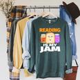READING IS MY JAM Shirt I Love To Read Books Raglan Sleeve Sweatshirt Heather Blue Lagoon READING IS MY JAM Shirt I Love To Read Books Raglan Sleeve Sweatshirt Heather Blue Lagoon