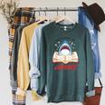 Reading Is Jawsome Bookworm Shark Book Lover For Kids Raglan Sleeve Sweatshirt Heather Blue Lagoon