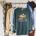 Reading Watercolor Books Love Books Girls Raglan Sleeve Sweatshirt Heather Blue Lagoon