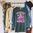 Reading Is Out Of This World Astronaut Reading Book Space Raglan Sleeve Sweatshirt Heather Blue Lagoon Reading Is Out Of This World Astronaut Reading Book Space Raglan Sleeve Sweatshirt Heather Blue Lagoon