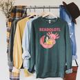 Readolotl An Axolotl That Read Many Books Axolotl Raglan Sleeve Sweatshirt Heather Blue Lagoon