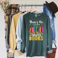 There's No Such Thing As Too Many Books Raglan Sleeve Sweatshirt Heather Blue Lagoon