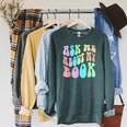 Retro ASK ME About MY BOOK Published Author Event Vibes Raglan Sleeve Sweatshirt Heather Blue Lagoon