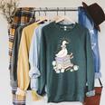 Retro Book SLP Goose On The Loose Speech Language Pathology Raglan Sleeve Sweatshirt Heather Blue Lagoon