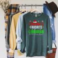 Santa's Favorite Librarian Cute Book Lover Christmas Raglan Sleeve Sweatshirt Heather Blue Lagoon