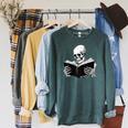 Skeleton Reading Book Bookworm Reader Bookish Halloween Raglan Sleeve Sweatshirt Heather Blue Lagoon Skeleton Reading Book Bookworm Reader Bookish Halloween Raglan Sleeve Sweatshirt Heather Blue Lagoon