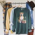 Staffordshire Bull Terrier Books Flowers Book Reading Raglan Sleeve Sweatshirt Heather Blue Lagoon Staffordshire Bull Terrier Books Flowers Book Reading Raglan Sleeve Sweatshirt Heather Blue Lagoon