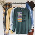 My Summer Is All Booked Book Reading Bookworm Men Women Girls Kids Raglan Sleeve Sweatshirt Heather Blue Lagoon