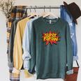 Super Grandfather Comic Book Hero Tshirt Super Papaw Raglan Sleeve Sweatshirt Heather Blue Lagoon
