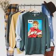 Tea Pop Art Comic Book Cartoon Tea Party Tea Lover Drinking Raglan Sleeve Sweatshirt Heather Blue Lagoon