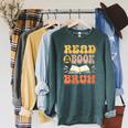 Teacher Book Lover Quote Read A Book Bruh Teaching Raglan Sleeve Sweatshirt Heather Blue Lagoon