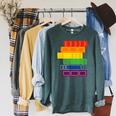 Threadless Grey Sky Chai Rainbow Book Pride Stack Graphic Raglan Sleeve Sweatshirt Heather Blue Lagoon