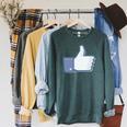 Thumbs Up Like Face Book Icon Raglan Sleeve Sweatshirt Heather Blue Lagoon
