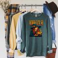 Words Turn To Spells Witchy Magic Book Aesthetic Raglan Sleeve Sweatshirt Heather Blue Lagoon