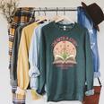 Unearth a Story 2026 Summer Reading Program Flowers Book Raglan Sleeve Sweatshirt Heather Blue Lagoon