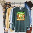 Unearth A Story Dinosaur Summer Reading 2026 Books Raglan Sleeve Sweatshirt Heather Blue Lagoon