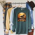 Unearth Story Summer Reading 2026 Dinosaurs Library Reading Raglan Sleeve Sweatshirt Heather Blue Lagoon