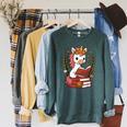 Unicorn Reading Book Graphic Unicorn With Book Floral Raglan Sleeve Sweatshirt Heather Blue Lagoon