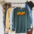 Vintage Comic Book Collector Reader Sound Effect Splat Raglan Sleeve Sweatshirt Heather Blue Lagoon