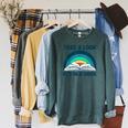Vintage Retro Style Rainbow Take a Look It's In a Book Read Raglan Sleeve Sweatshirt Heather Blue Lagoon