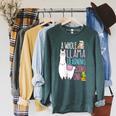 A Whole Llama Learning Going On Book Reading School Llama Raglan Sleeve Sweatshirt Heather Blue Lagoon